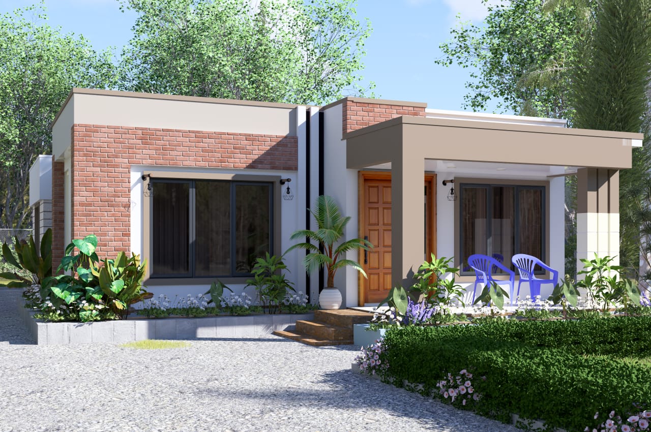 Our Latest 3 Bedroom House Design in Syokimau: A Modern Bungalow Blueprint 5 Hidden roof house design in Syokimau