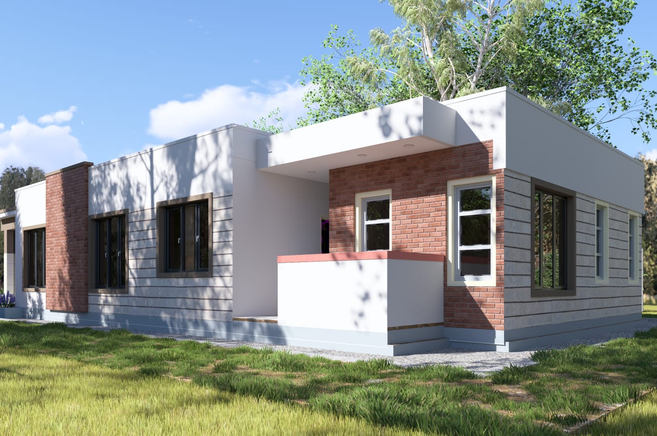 Our Latest 3 Bedroom House Design in Syokimau: A Modern Bungalow Blueprint 4 Hidden roof house design