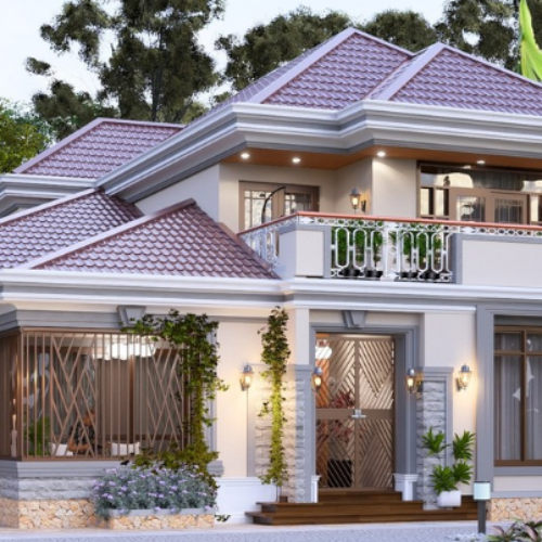 Elegant Two-Story 4 Bedroom House Design
